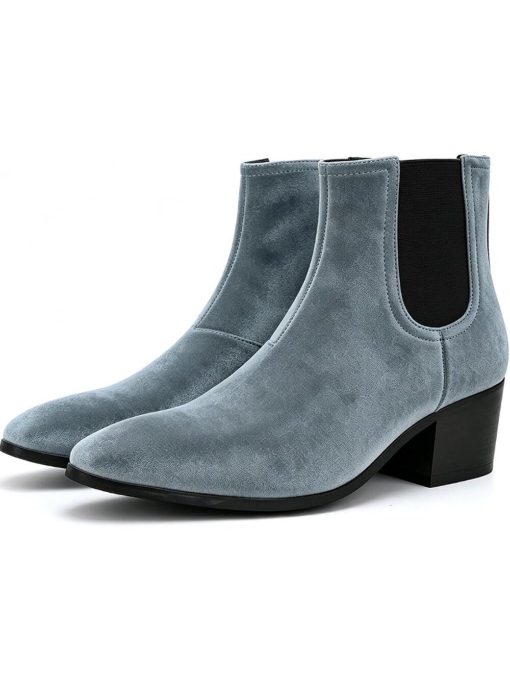 Stylish Chunky Heel Chelsea Boots with Side Zipper | Pointed Toe & Elastic Band